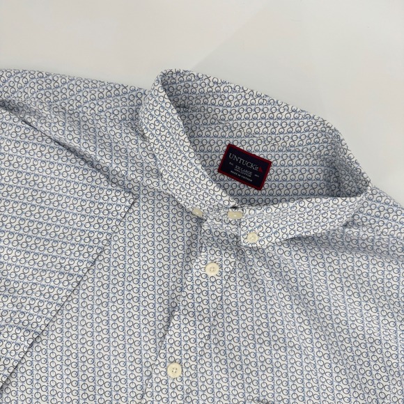 UNTUCKit Other - UNTUCKit Mens XX Large Short Sleeve Button Down Shirt White Blue Bicycle Print